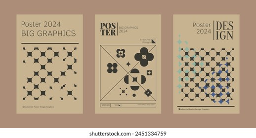 Contemporary futuristic posters. A set of modern covers with a minimalistic silhouette, graphic elements, basic drawings, geometric shapes. Conceptual business design in retro style. Brutalism print
