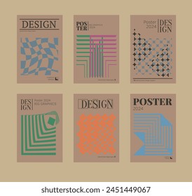 Contemporary futuristic posters. A set of modern covers with a minimalistic silhouette, graphic elements, basic drawings, geometric shapes. Conceptual business design in retro style. Brutalism print