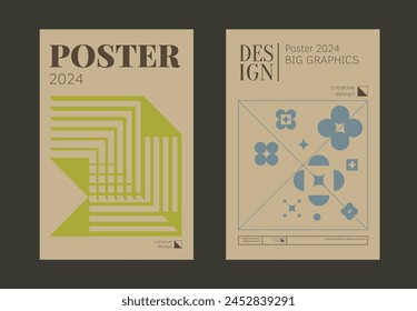 Contemporary futuristic posters. A set of modern covers with a minimalistic silhouette, graphic elements, basic drawings, geometric shapes. Conceptual business design in retro style. Brutalism print