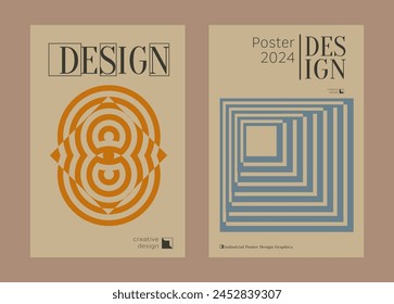 Contemporary futuristic posters. A set of modern covers with a minimalistic silhouette, graphic elements, basic drawings, geometric shapes. Conceptual business design in retro style. Brutalism print