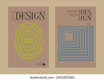 Contemporary futuristic posters. A set of modern covers with a minimalistic silhouette, graphic elements, basic drawings, geometric shapes. Conceptual business design in retro style. Brutalism print