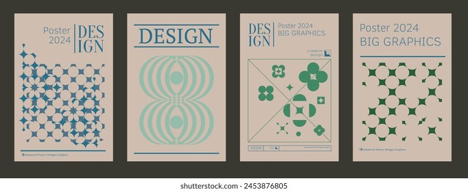 Contemporary futuristic posters. A set of modern covers with a minimalistic silhouette, graphic elements, basic drawings, geometric shapes. Conceptual business design in retro style. Brutalism print