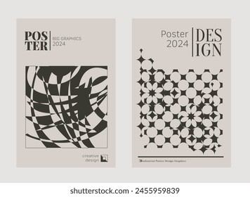 Contemporary futuristic posters. A set of modern covers with a minimalistic silhouette, graphic elements, basic drawings, geometric shapes. Conceptual business design in retro style. Brutalism print