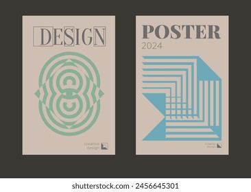 Contemporary futuristic posters. A set of modern covers with a minimalistic silhouette, graphic elements, basic drawings, geometric shapes. Conceptual business design in retro style. Brutalism print