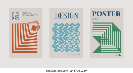 Contemporary futuristic posters. A set of modern covers with a minimalistic silhouette, graphic elements, basic drawings, geometric shapes. Conceptual business design in retro style. Brutalism print