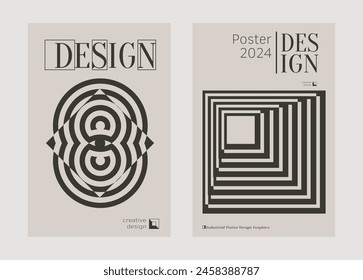 Contemporary futuristic posters. A set of modern covers with a minimalistic silhouette, graphic elements, basic drawings, geometric shapes. Conceptual business design in retro style. Brutalism print