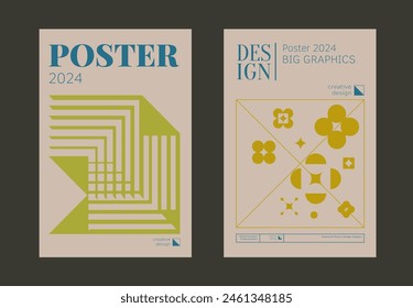 Contemporary futuristic posters. A set of modern covers with a minimalistic silhouette, graphic elements, basic drawings, geometric shapes. Conceptual business design in retro style. Brutalism print