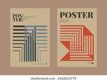 Contemporary futuristic posters. A set of modern covers with a minimalistic silhouette, graphic elements, basic drawings, geometric shapes. Conceptual business design in retro style. Brutalism print