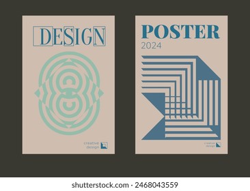 Contemporary futuristic posters. A set of modern covers with a minimalistic silhouette, graphic elements, basic drawings, geometric shapes. Conceptual business design in retro style. Brutalism print