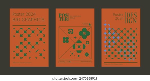 Contemporary futuristic posters. A set of modern covers with a minimalistic silhouette, graphic elements, basic drawings, geometric shapes. Conceptual business design in retro style. Brutalism print