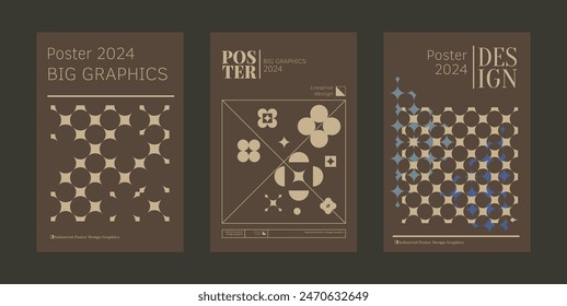 Contemporary futuristic posters. A set of modern covers with a minimalistic silhouette, graphic elements, basic drawings, geometric shapes. Conceptual business design in retro style. Brutalism print