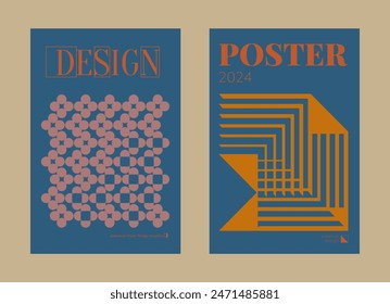 Contemporary futuristic posters. A set of modern covers with a minimalistic silhouette, graphic elements, basic drawings, geometric shapes. Conceptual business design in retro style. Brutalism print