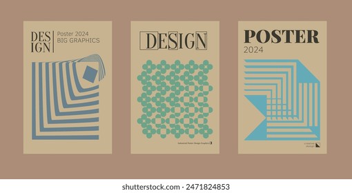 Contemporary futuristic posters. A set of modern covers with a minimalistic silhouette, graphic elements, basic drawings, geometric shapes. Conceptual business design in retro style. Brutalism print