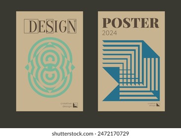 Contemporary futuristic posters. A set of modern covers with a minimalistic silhouette, graphic elements, basic drawings, geometric shapes. Conceptual business design in retro style. Brutalism print