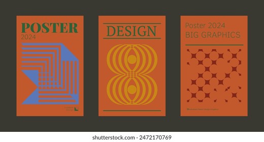 Contemporary futuristic posters. A set of modern covers with a minimalistic silhouette, graphic elements, basic drawings, geometric shapes. Conceptual business design in retro style. Brutalism print
