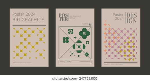 Contemporary futuristic posters. A set of modern covers with a minimalistic silhouette, graphic elements, basic drawings, geometric shapes. Conceptual business design in retro style. Brutalism print