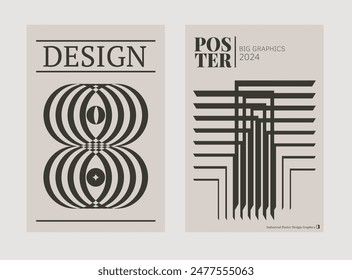 Contemporary futuristic posters. A set of modern covers with a minimalistic silhouette, graphic elements, basic drawings, geometric shapes. Conceptual business design in retro style. Brutalism print