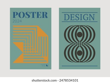 Contemporary futuristic posters. A set of modern covers with a minimalistic silhouette, graphic elements, basic drawings, geometric shapes. Conceptual business design in retro style. Brutalism print