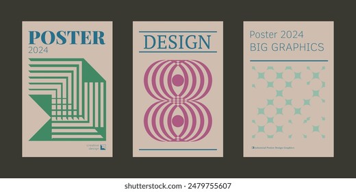 Contemporary futuristic posters. A set of modern covers with a minimalistic silhouette, graphic elements, basic drawings, geometric shapes. Conceptual business design in retro style. Brutalism print