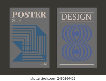 Contemporary futuristic posters. A set of modern covers with a minimalistic silhouette, graphic elements, basic drawings, geometric shapes. Conceptual business design in retro style. Brutalism print