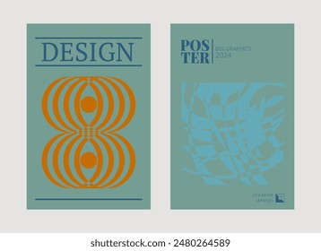 Contemporary futuristic posters. A set of modern covers with a minimalistic silhouette, graphic elements, basic drawings, geometric shapes. Conceptual business design in retro style. Brutalism print