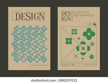 Contemporary futuristic posters. A set of modern covers with a minimalistic silhouette, graphic elements, basic drawings, geometric shapes. Conceptual business design in retro style. Brutalism print