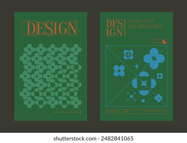 Contemporary futuristic posters. A set of modern covers with a minimalistic silhouette, graphic elements, basic drawings, geometric shapes. Conceptual business design in retro style. Brutalism print