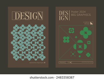 Contemporary futuristic posters. A set of modern covers with a minimalistic silhouette, graphic elements, basic drawings, geometric shapes. Conceptual business design in retro style. Brutalism print