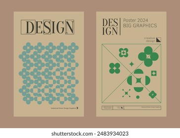Contemporary futuristic posters. A set of modern covers with a minimalistic silhouette, graphic elements, basic drawings, geometric shapes. Conceptual business design in retro style. Brutalism print