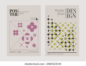 Contemporary futuristic posters. A set of modern covers with a minimalistic silhouette, graphic elements, basic drawings, geometric shapes. Conceptual business design in retro style. Brutalism print
