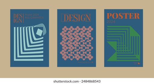 Contemporary futuristic posters. A set of modern covers with a minimalistic silhouette, graphic elements, basic drawings, geometric shapes. Conceptual business design in retro style. Brutalism print