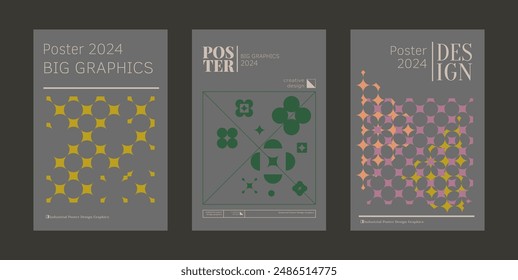 Contemporary futuristic posters. A set of modern covers with a minimalistic silhouette, graphic elements, basic drawings, geometric shapes. Conceptual business design in retro style. Brutalism print