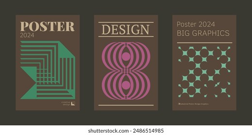 Contemporary futuristic posters. A set of modern covers with a minimalistic silhouette, graphic elements, basic drawings, geometric shapes. Conceptual business design in retro style. Brutalism print