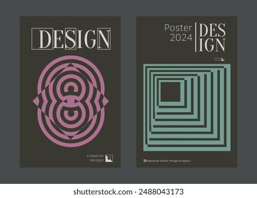 Contemporary futuristic posters. A set of modern covers with a minimalistic silhouette, graphic elements, basic drawings, geometric shapes. Conceptual business design in retro style. Brutalism print