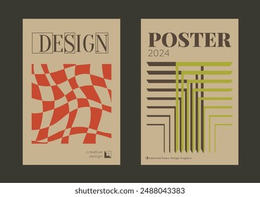 Contemporary futuristic posters. A set of modern covers with a minimalistic silhouette, graphic elements, basic drawings, geometric shapes. Conceptual business design in retro style. Brutalism print