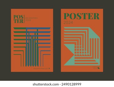 Contemporary futuristic posters. A set of modern covers with a minimalistic silhouette, graphic elements, basic drawings, geometric shapes. Conceptual business design in retro style. Brutalism print