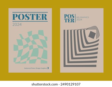 Contemporary futuristic posters. A set of modern covers with a minimalistic silhouette, graphic elements, basic drawings, geometric shapes. Conceptual business design in retro style. Brutalism print