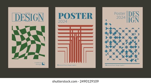 Contemporary futuristic posters. A set of modern covers with a minimalistic silhouette, graphic elements, basic drawings, geometric shapes. Conceptual business design in retro style. Brutalism print