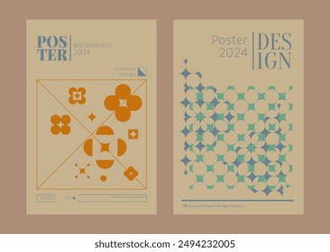 Contemporary futuristic posters. A set of modern covers with a minimalistic silhouette, graphic elements, basic drawings, geometric shapes. Conceptual business design in retro style. Brutalism print