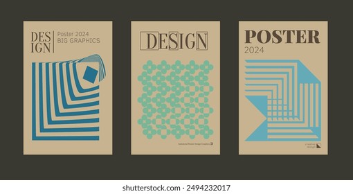 Contemporary futuristic posters. A set of modern covers with a minimalistic silhouette, graphic elements, basic drawings, geometric shapes. Conceptual business design in retro style. Brutalism print