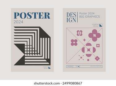 Contemporary futuristic posters. A set of modern covers with a minimalistic silhouette, graphic elements, basic drawings, geometric shapes. Conceptual business design in retro style. Brutalism print