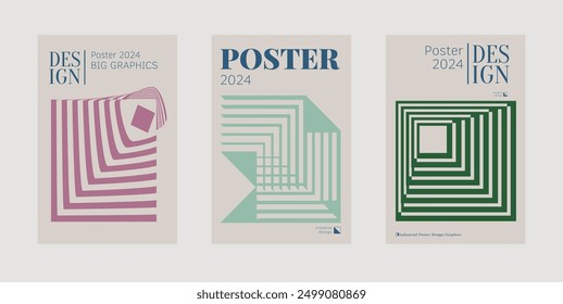 Contemporary futuristic posters. A set of modern covers with a minimalistic silhouette, graphic elements, basic drawings, geometric shapes. Conceptual business design in retro style. Brutalism print