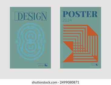 Contemporary futuristic posters. A set of modern covers with a minimalistic silhouette, graphic elements, basic drawings, geometric shapes. Conceptual business design in retro style. Brutalism print