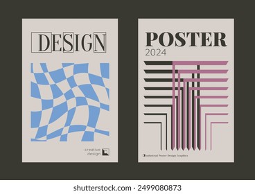 Contemporary futuristic posters. A set of modern covers with a minimalistic silhouette, graphic elements, basic drawings, geometric shapes. Conceptual business design in retro style. Brutalism print
