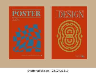 Contemporary futuristic posters. A set of modern covers with a minimalistic silhouette, graphic elements, basic drawings, geometric shapes. Conceptual business design in retro style. Brutalism print