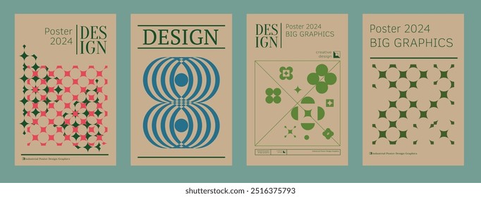 Contemporary futuristic posters. A set of modern covers with a minimalistic silhouette, graphic elements, basic drawings, geometric shapes. Conceptual business design in retro style. Brutalism print