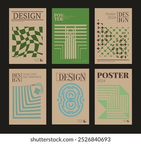 Contemporary futuristic posters. A set of modern covers with a minimalistic silhouette, graphic elements, basic drawings, geometric shapes. Conceptual business design in retro style. Brutalism print