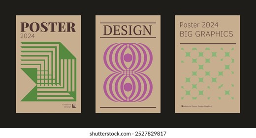 Contemporary futuristic posters. A set of modern covers with a minimalistic silhouette, graphic elements, basic drawings, geometric shapes. Conceptual business design in retro style. Brutalism print