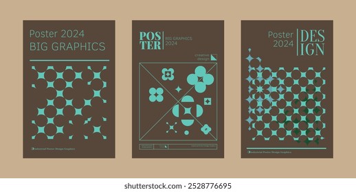 Contemporary futuristic posters. A set of modern covers with a minimalistic silhouette, graphic elements, basic drawings, geometric shapes. Conceptual business design in retro style. Brutalism print