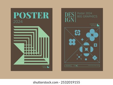 Contemporary futuristic posters. A set of modern covers with a minimalistic silhouette, graphic elements, basic drawings, geometric shapes. Conceptual business design in retro style. Brutalism print